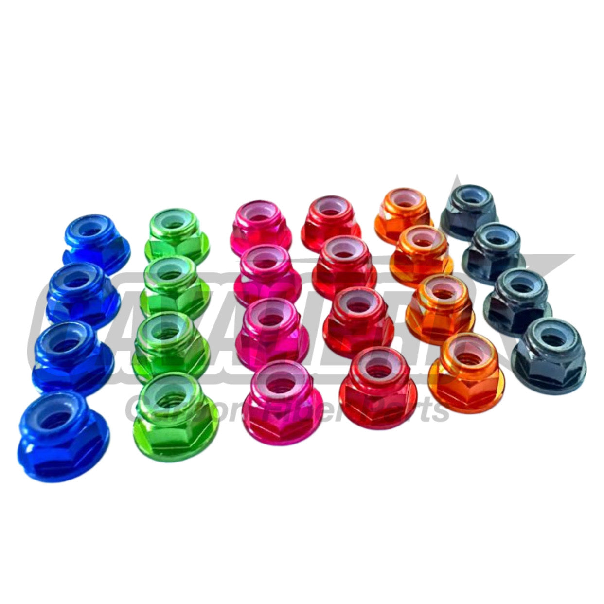 M3 Self-locking Nut with Flange Kit 4 Pieces (Alu) -Blue&Green&Pink&Red&Orange&Black