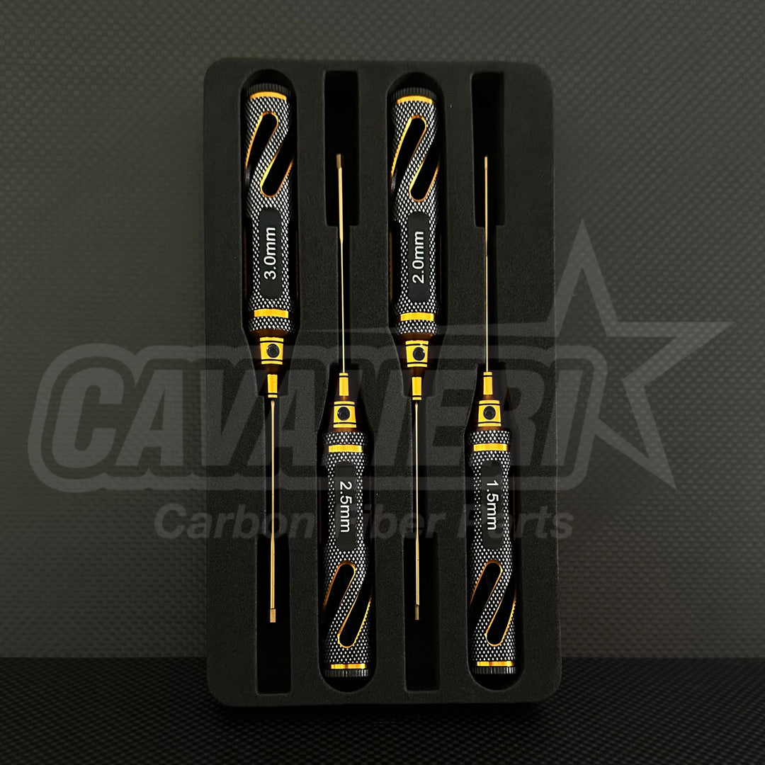 RC Carbon Cavalieri High End Tool Kít with Tool Box (5Pcs) Gold - Blue - Pink no