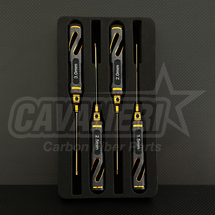 RC Carbon Cavalieri High End Tool Kít with Tool Box (5Pcs) Gold - Blue - Pink no
