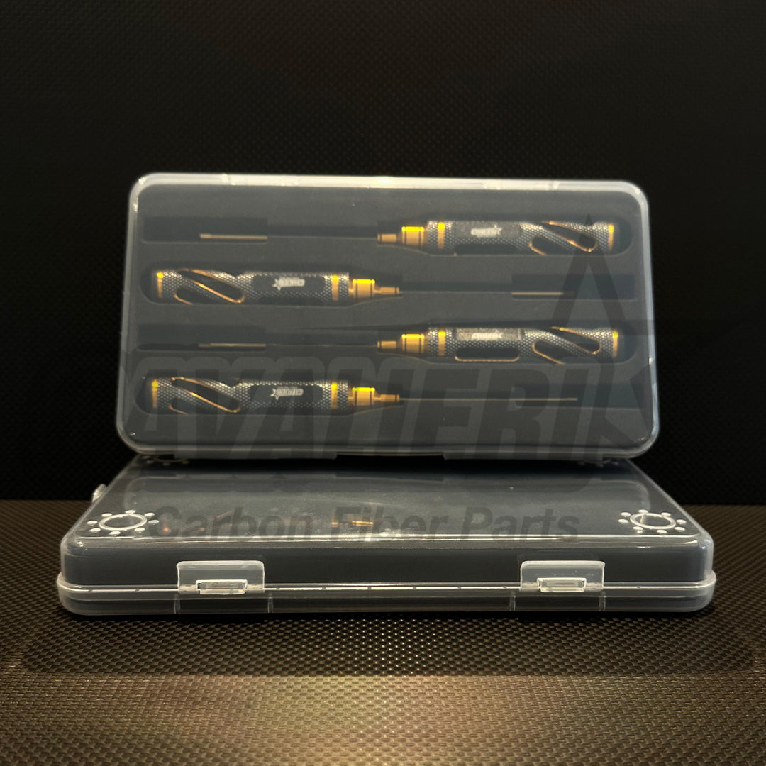 RC Carbon Cavalieri High End Tool Kít with Tool Box (5Pcs) Gold - Blue - Pink no