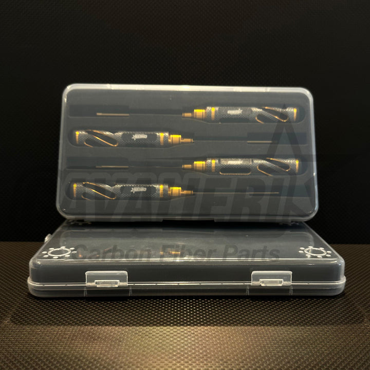 RC Carbon Cavalieri High End Tool Kít with Tool Box (5Pcs) Gold - Blue - Pink no