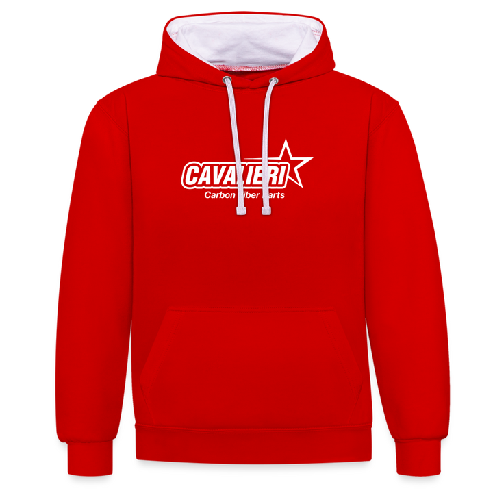 Contrast Colour Hoodie - Rot/Weiß